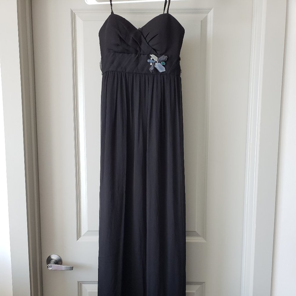 BCBGeneration Strapless Chiffon Maxi Dress wBrooch